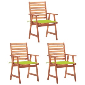 Garden dining chairs 3 pcs solid acacia wood and cushions by vidaXL, Garden chairs - Ref: Foro24-3064358, Price: 209,11 €, Di...