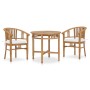 Set de comedor de jardín 3 pzas y cojines madera maciza de teca de vidaXL, Conjuntos de jardín - Ref: Foro24-3053648, Precio:...