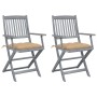 Folding garden chairs 2 pcs cushions solid acacia wood by vidaXL, Garden chairs - Ref: Foro24-3064500, Price: 118,29 €, Disco...