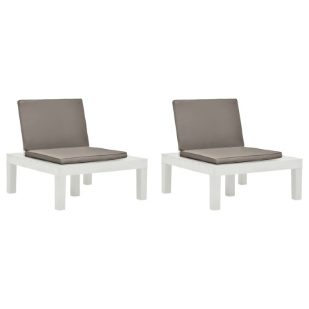 Garden loungers with cushions 2 units white plastic by vidaXL, Garden chairs - Ref: Foro24-3054424, Price: 164,27 €, Discount: %