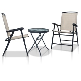 Bistro table and chairs 3 pieces steel cream color by vidaXL, Garden sets - Ref: Foro24-3054573, Price: 118,63 €, Discount: %