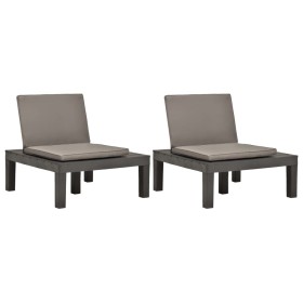 Garden loungers with cushions 2 units anthracite gray plastic by vidaXL, Garden chairs - Ref: Foro24-3054426, Price: 163,99 €...