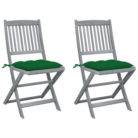 Folding garden chairs 2 pcs cushions solid acacia wood by vidaXL, Garden chairs - Ref: Foro24-3064556, Price: 130,32 €, Disco...