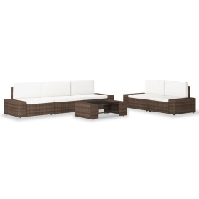 Garden furniture set 6 pieces brown synthetic rattan by vidaXL, Garden sets - Ref: Foro24-3054588, Price: 575,86 €, Discount: %