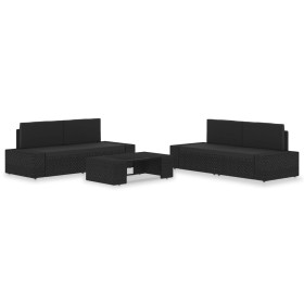 Garden furniture set 5 pieces black synthetic rattan by vidaXL, Garden sets - Ref: Foro24-3054575, Price: 389,99 €, Discount: %