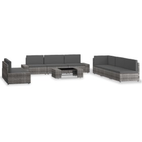 Juego de muebles de jardín 9 piezas ratán sintético gris de vidaXL, Conjuntos de jardín - Ref: Foro24-3054609, Precio: 866,99...