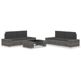 5-teiliges Gartenmöbel-Set aus synthetischem Rattangrau von vidaXL, Gartensets - Ref: Foro24-3054599, Preis: 447,99 €, Rabatt: %