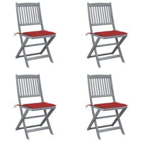 Folding garden chairs 4 pcs cushions solid acacia wood by vidaXL, Garden chairs - Ref: Foro24-3064569, Price: 205,86 €, Disco...