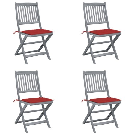 Folding garden chairs 4 pcs cushions solid acacia wood by vidaXL, Garden chairs - Ref: Foro24-3064569, Price: 206,15 €, Disco...