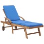 Sun loungers with cushion 2 pcs solid blue teak wood by vidaXL, Loungers - Ref: Foro24-3054636, Price: 471,28 €, Discount: %