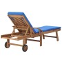 Sun loungers with cushion 2 pcs solid blue teak wood by vidaXL, Loungers - Ref: Foro24-3054636, Price: 471,28 €, Discount: %