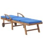 Sun loungers with cushion 2 pcs solid blue teak wood by vidaXL, Loungers - Ref: Foro24-3054636, Price: 471,28 €, Discount: %