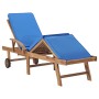 Sun loungers with cushion 2 pcs solid blue teak wood by vidaXL, Loungers - Ref: Foro24-3054636, Price: 471,28 €, Discount: %