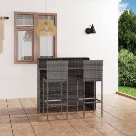 3-piece garden bar furniture set and gray cushions by vidaXL, Garden sets - Ref: Foro24-3064882, Price: 324,11 €, Discount: %