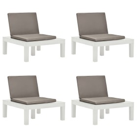 Garden loungers with cushions 4 units white plastic by vidaXL, Garden chairs - Ref: Foro24-3054425, Price: 326,13 €, Discount: %