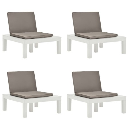 Garden loungers with cushions 4 units white plastic by vidaXL, Garden chairs - Ref: Foro24-3054425, Price: 325,99 €, Discount: %