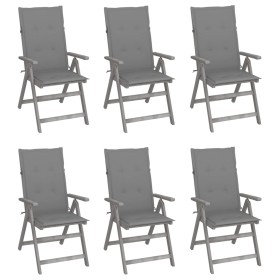 Reclining garden chairs 6 pcs solid acacia wood cushions by vidaXL, Garden chairs - Ref: Foro24-3065318, Price: 414,99 €, Dis...