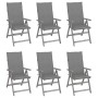 Reclining garden chairs 6 pcs solid acacia wood cushions by vidaXL, Garden chairs - Ref: Foro24-3065318, Price: 417,45 €, Dis...