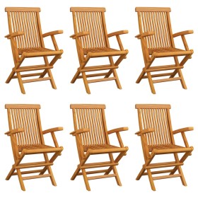 Folding garden chairs 6 units solid teak wood by vidaXL, Garden chairs - Ref: Foro24-3065529, Price: 407,38 €, Discount: %