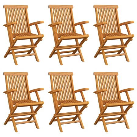 Folding garden chairs 6 units solid teak wood by vidaXL, Garden chairs - Ref: Foro24-3065529, Price: 405,00 €, Discount: %