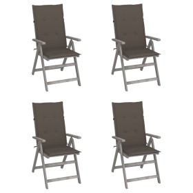 Reclining garden chairs 4 pcs cushions solid acacia wood by vidaXL, Garden chairs - Ref: Foro24-3065385, Price: 283,97 €, Dis...