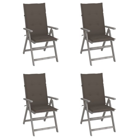 Reclining garden chairs 4 pcs cushions solid acacia wood by vidaXL, Garden chairs - Ref: Foro24-3065385, Price: 283,97 €, Dis...