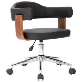 Swivel office chair curved wood black synthetic leather by vidaXL, Office chairs - Ref: Foro24-3054836, Price: 135,91 €, Disc...