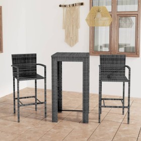 Garden bar furniture set 3 pieces synthetic rattan with gray armrests by vidaXL, Garden sets - Ref: Foro24-3064806, Price: 23...