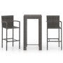 Set muebles bar jardín 3 pzas ratán sintético reposabrazos gris de vidaXL, Conjuntos de jardín - Ref: Foro24-3064806, Precio:...