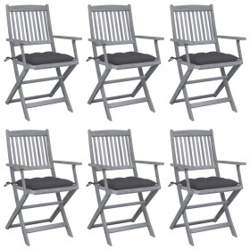 Folding garden chairs 6 pcs solid acacia wood cushions by vidaXL, Garden chairs - Ref: Foro24-3065422, Price: 306,99 €, Disco...