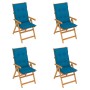 Garden chairs 4 units solid teak wood blue cushions by vidaXL, Garden chairs - Ref: Foro24-3065549, Price: 437,16 €, Discount: %