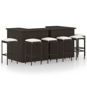 Garden bar set 8 pieces with brown synthetic rattan cushions by vidaXL, Garden sets - Ref: Foro24-3064925, Price: 683,84 €, D...