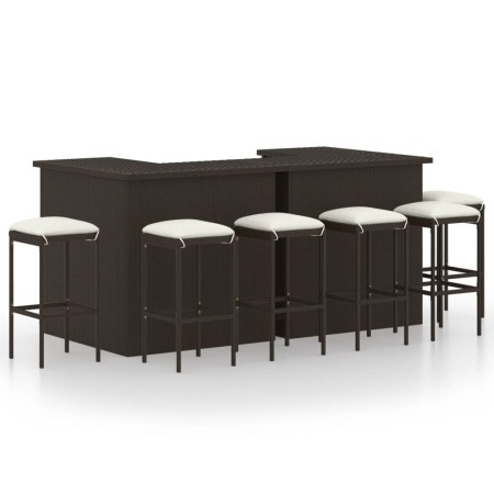 Garden bar set 8 pieces with brown synthetic rattan cushions by vidaXL, Garden sets - Ref: Foro24-3064925, Price: 683,40 €, D...