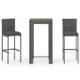 Garden bar furniture set, 3 pieces, with gray synthetic rattan cushions. by vidaXL, Garden sets - Ref: Foro24-3064793, Price:...