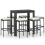 Set muebles bar jardín 7 piezas y cojines ratán sintético negro de vidaXL, Conjuntos de jardín - Ref: Foro24-3064784, Precio:...