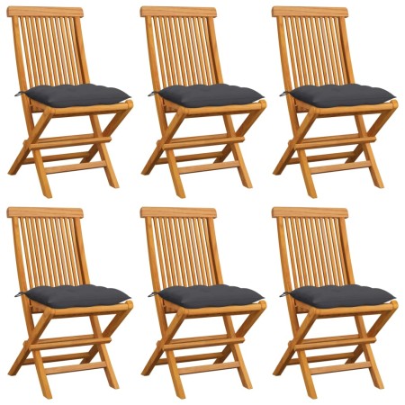 Garden chairs 6 units teak wood and anthracite gray cushions by vidaXL, Garden chairs - Ref: Foro24-3065605, Price: 406,95 €,...