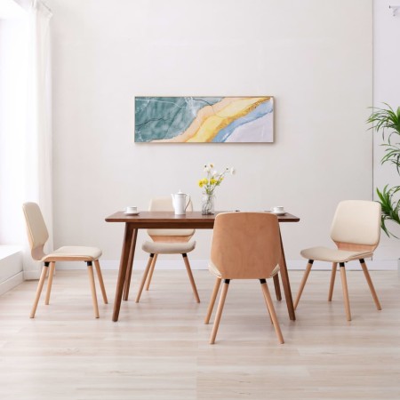 Dining chairs 4 units cream-colored synthetic leather by vidaXL, dining chairs - Ref: Foro24-3054806, Price: 479,75 €, Discou...