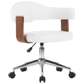 Silla oficina giratoria madera curvada cuero sintético blanco de vidaXL, Sillas de oficina - Ref: Foro24-3054837, Precio: 139...