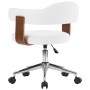 Swivel office chair curved wood white synthetic leather by vidaXL, Office chairs - Ref: Foro24-3054837, Price: 139,53 €, Disc...