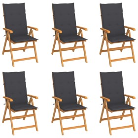 Garden chairs 6 pcs solid teak wood anthracite cushions by vidaXL, Garden chairs - Ref: Foro24-3065560, Price: 654,01 €, Disc...