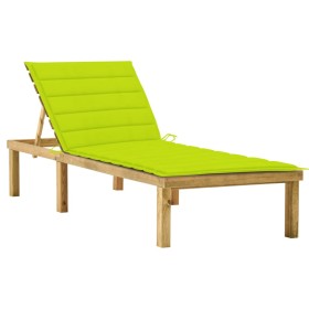 Lounger with cushion bright green impregnated pine wood by vidaXL, Loungers - Ref: Foro24-3065860, Price: 113,99 €, Discount: %