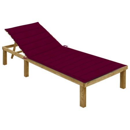 Lounger with red cushion impregnated pine wood by vidaXL, Loungers - Ref: Foro24-3065828, Price: 104,22 €, Discount: %