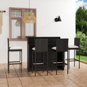 5-teiliges Gartenbar-Möbelset und schwarze Kissen von vidaXL, Gartensets - Ref: Foro24-3064883, Preis: 444,99 €, Rabatt: %