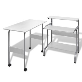 White Adjustable Workstation Computer Desk by vidaXL, Desks - Ref: Foro24-20062, Price: 113,99 €, Discount: %