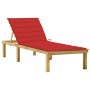 Lounger with red cushion impregnated pine wood by vidaXL, Loungers - Ref: Foro24-3065855, Price: 126,08 €, Discount: %