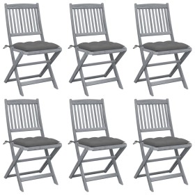 Folding garden chairs 6 pcs solid acacia wood cushions by vidaXL, Garden chairs - Ref: Foro24-3065450, Price: 318,02 €, Disco...