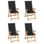 Garden chairs 4 units solid teak wood with black cushions by vidaXL, Garden chairs - Ref: Foro24-3065537, Price: 473,30 €, Di...