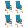 Garden chairs 4 pcs solid teak wood with blue cushions by vidaXL, Garden chairs - Ref: Foro24-3065534, Price: 434,99 €, Disco...