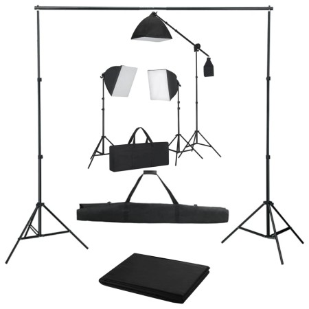 Fotostudio-Set mit Softbox-Scheinwerfern und Hintergrund von vidaXL, Blitze und Studiobeleuchtung - Ref: Foro24-3055073, Prei...