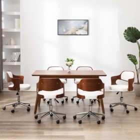 Swivel dining chairs 6 pcs curved wood white leather by vidaXL, dining chairs - Ref: Foro24-3054931, Price: 869,99 €, Discoun...